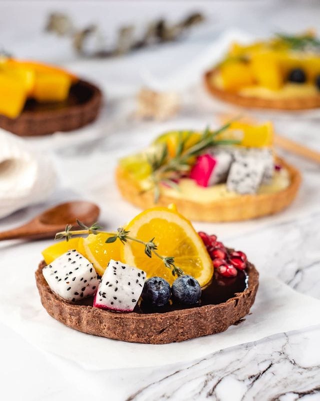 Chocolate Fruit Tart & one Vanilla Custard Fruit tart
